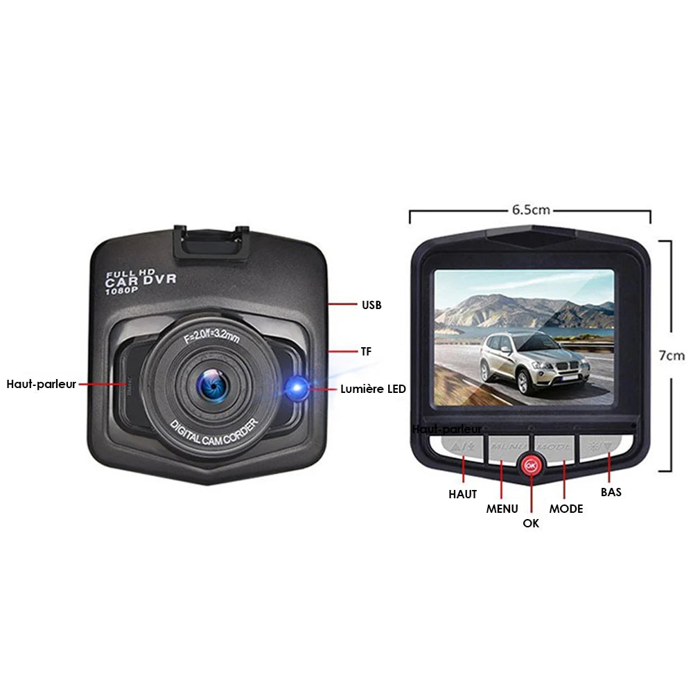 Dashcam Voiture HD 1080p a Grand Angle Vision